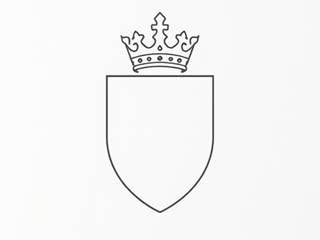 dessine un blason sans croix ni couronne 
avec quatre espaces vides pour insérer du texte