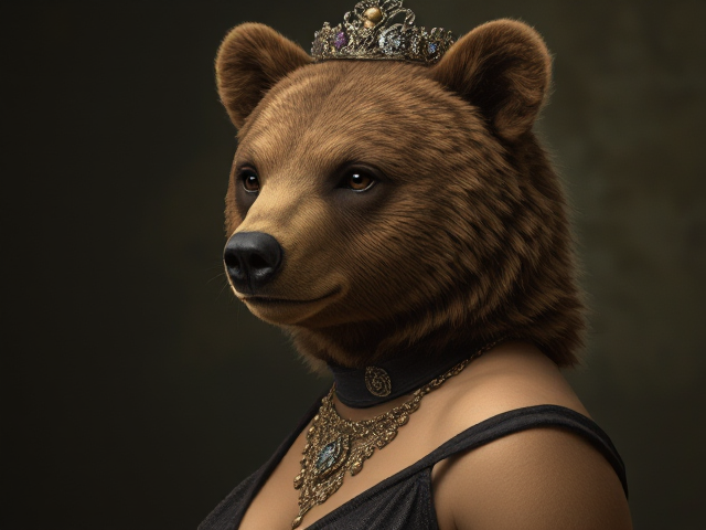 Image réaliste d'une femelle ours fine habillé comme une femme des années 20