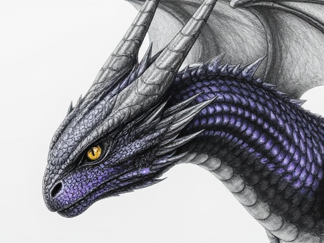 Delphi: female dragon
Appearance: Delphi has shimmering dark purple scales with subtle hints of silver. Her wings are adorned with intricate patterns of moonlight and stars. Her eyes are a piercing golden amber.