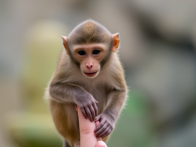 un singe sur un doigt