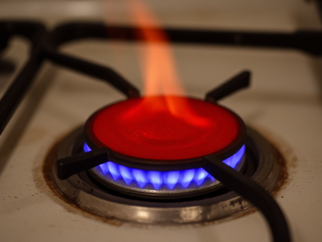 red hot iron stove element with no flame