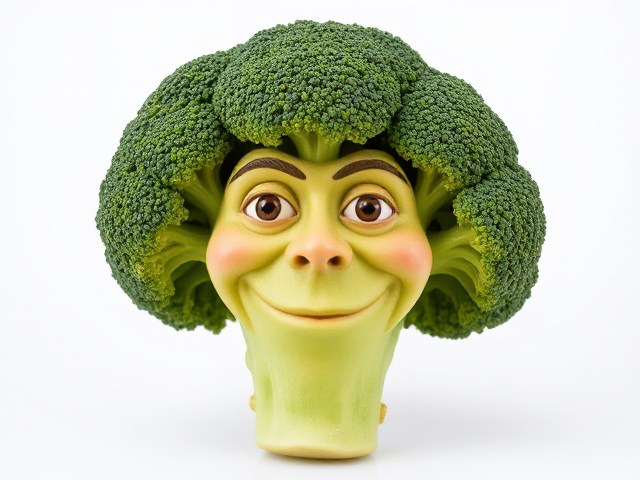 Broccoli with a smug face