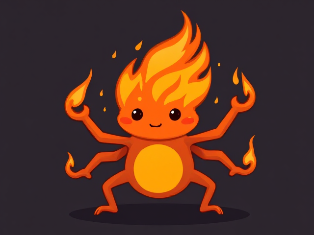 Fire with 4 limbs and a face