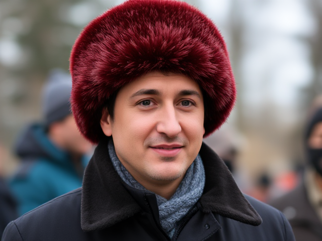 Justin Trudeau wearing a russian ushanka