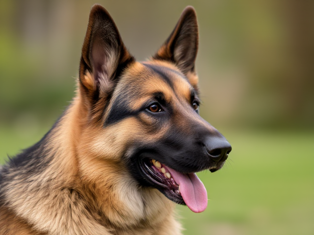 A German shepherd holds its breath
