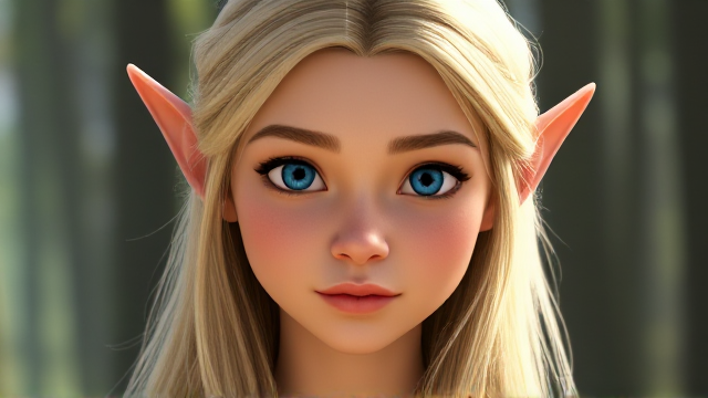 Elf long blonde hair blue eyes and tall