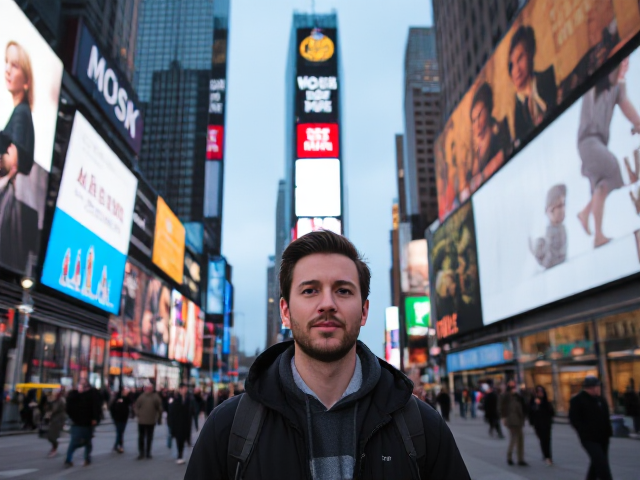 A man in New York time square