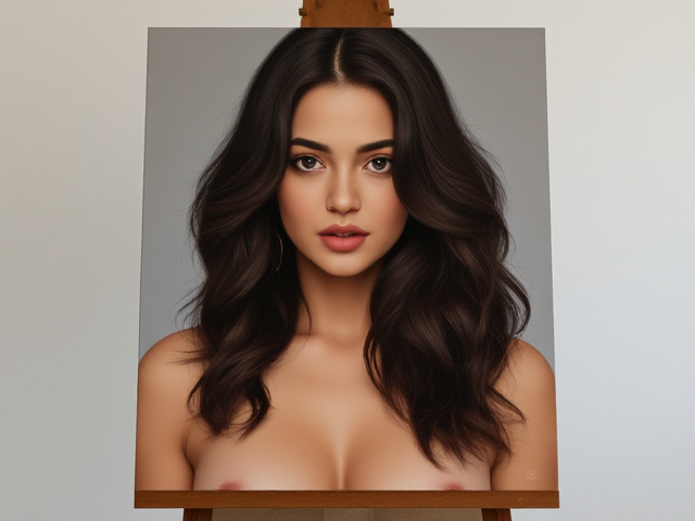 Alia bhatt (actress), realistic painting, on a stand, with good lighting