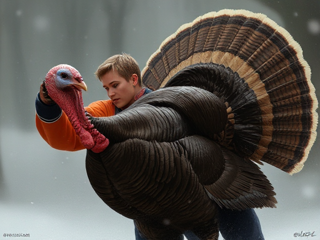 Connor McDavid fighting a turkey.