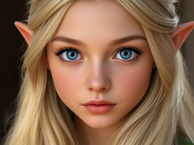 Elf long blonde hair blue eyes