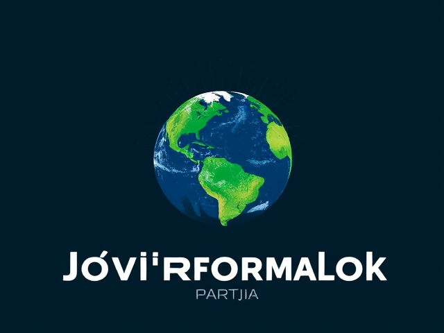 I want you to generate an image for a political party for future changers party and the name is “Jövőformálok Pártja” this has to be in the image. The logo should be planet earth that are being changed by a group of people