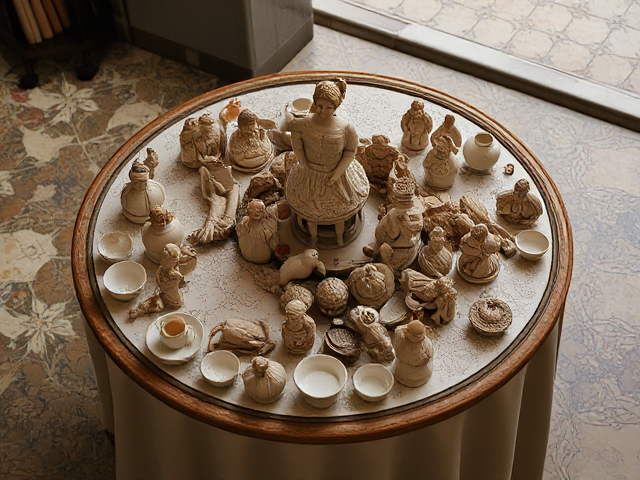 Popolo ceramiche sulla tavola.