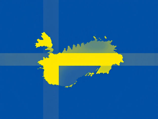Drapeau d'une région de 1 millions d'habitants, d'une île dans l'océanAtlantique nord en europe. Parle suédois, image à plat.