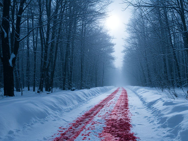 Blood trail in winter snow