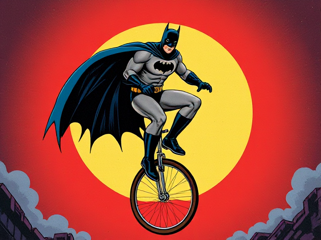 Batman riding a unicycle