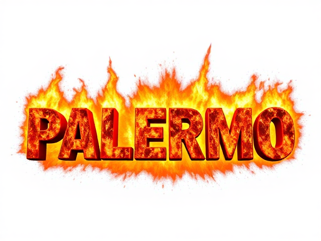 The word "Palermo" with cool explosion and fire effects