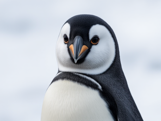 génère moi un pingouin dans le style des portraits sur les dollards américain