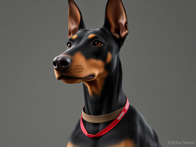 A anthropomorphic Doberman Olympic gymnast