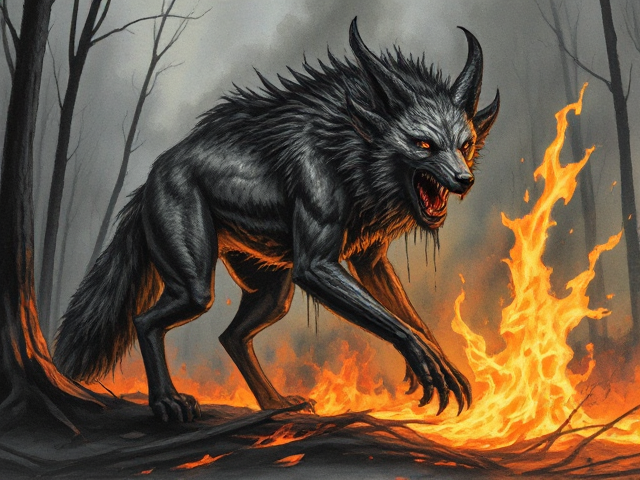 Ancient godly fox beast on fire