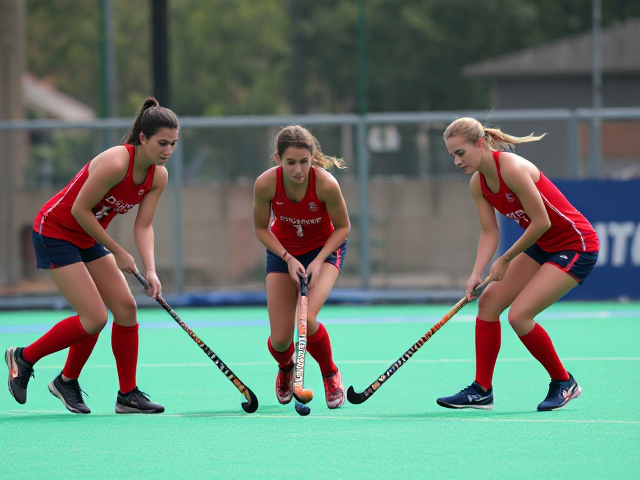 blie Olympic women’s field hockey team faces off against red Olympic field hockey team