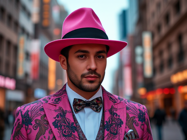 A gentlemen in a pink hat