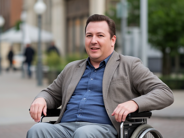 Patrick Warburton In a wheelchair
