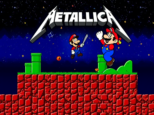 Super Mario NES game with Metallica