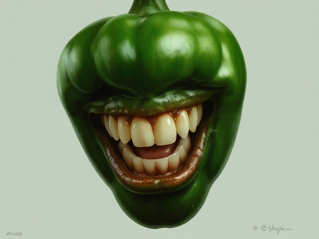 A Jalapeño Pepper smiling with human teeth.
