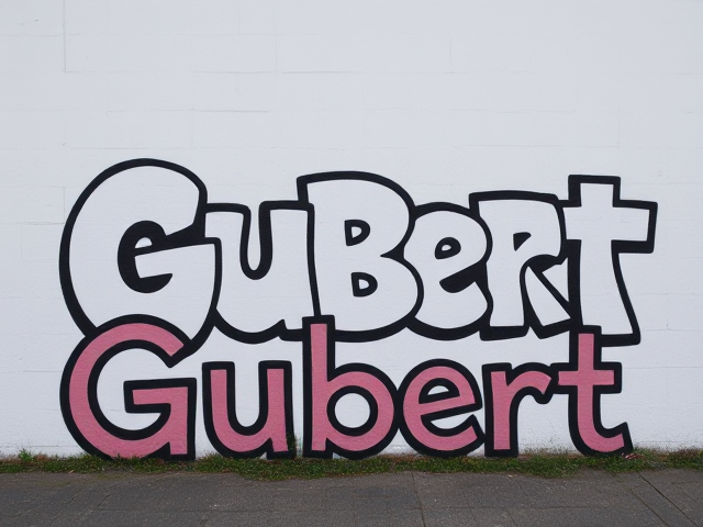 grafiti simple coloré sur fond blanc ecrit « Gubert »
