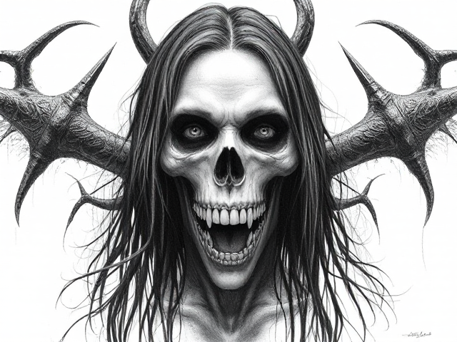 NIL Death Metal band Album Cover. Lineart pen drawing art gore horror