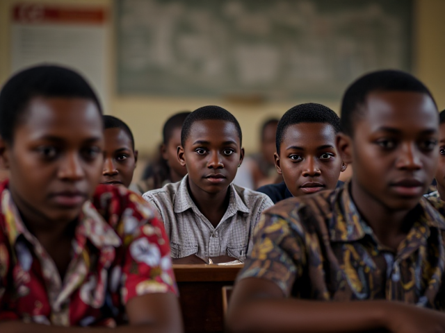 Des élèves africains dans une salle de classe