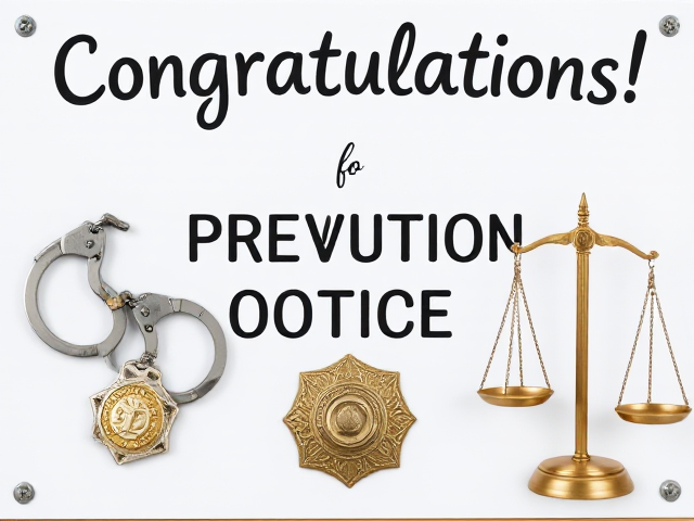 Can you create a congratulations sign for a probation officer and include handcuffs and a justice scale and a badge