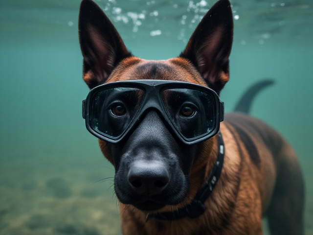 Belgian malinois Freediving goggles