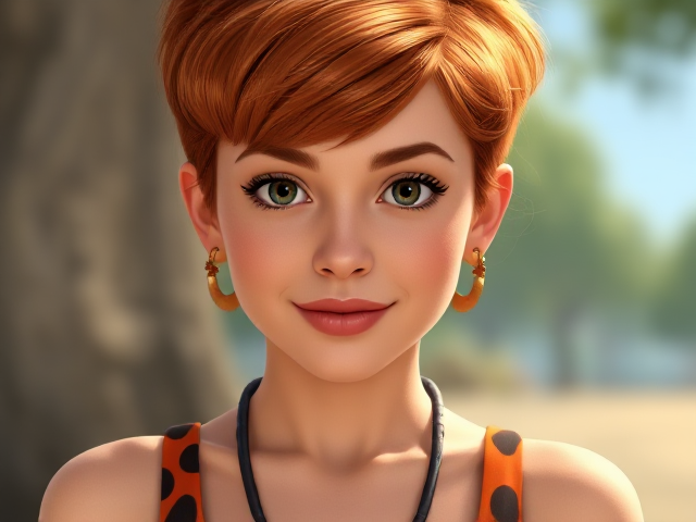 Pebbles Flintstone as a young adult woman.