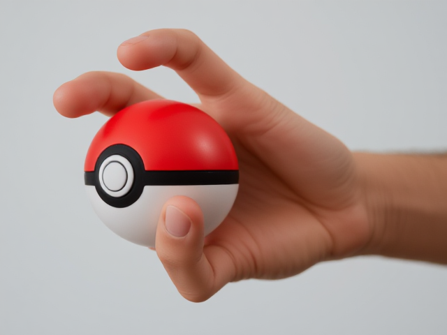 realistic complete 5 finger right hand of man zoomed grabbing pokemon ball