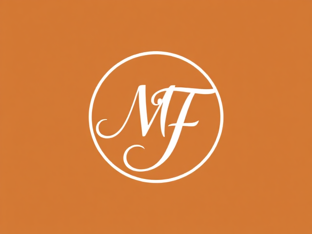 Crée moi un logo d'une marque de bijouterie avec le M et F ecriture ronde qui s'enlacent.
dans les couleur camel et blanc