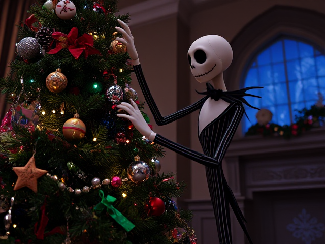 Jack Skellington décor le sapin de Noël