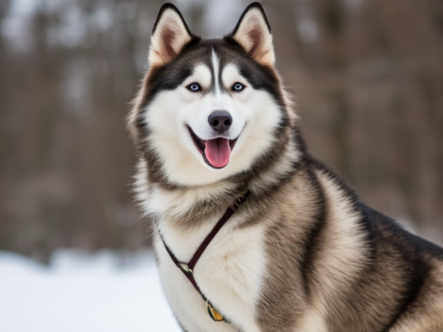A anthropomorphic Siberian husky wearing a female speedo