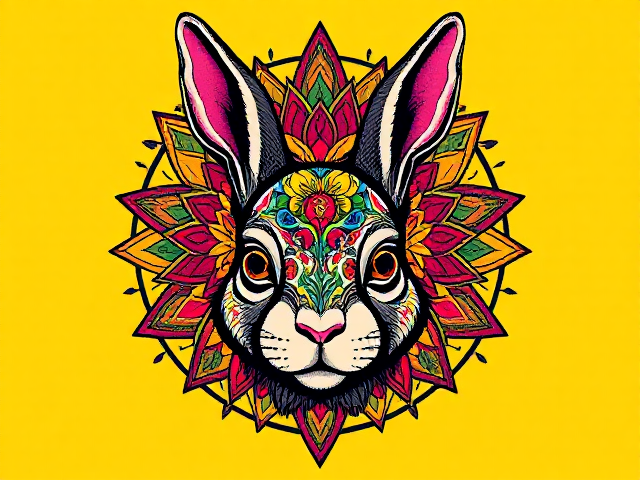 Colourful mandala rabbit  T shirt design
