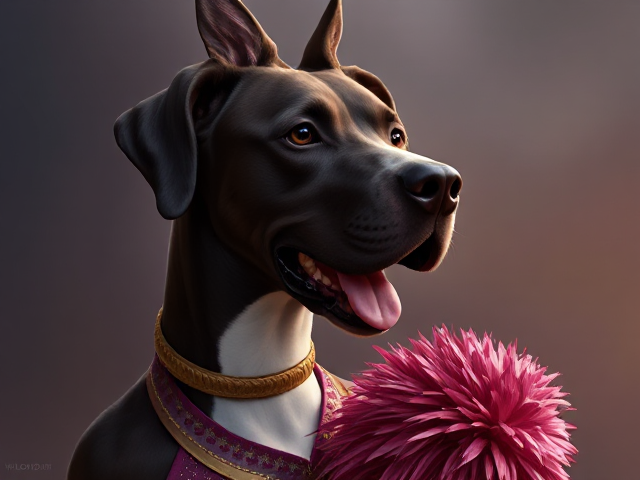 A anthropomorphic Great Dane cheerleader