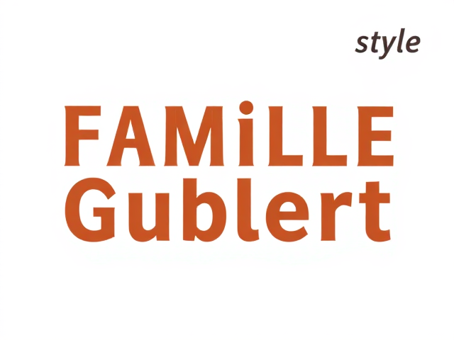 fond blanc avec écrit en haut à droite famille gubert style