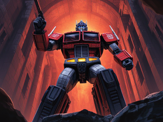 Optimus prime rising from the tomb