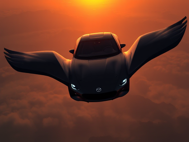 Flying Mazda car