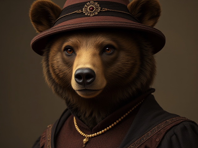 Image réaliste d'une femelle ours fine habillé comme une femme des années 20