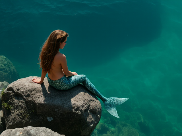 A mermaid sitting on a rock