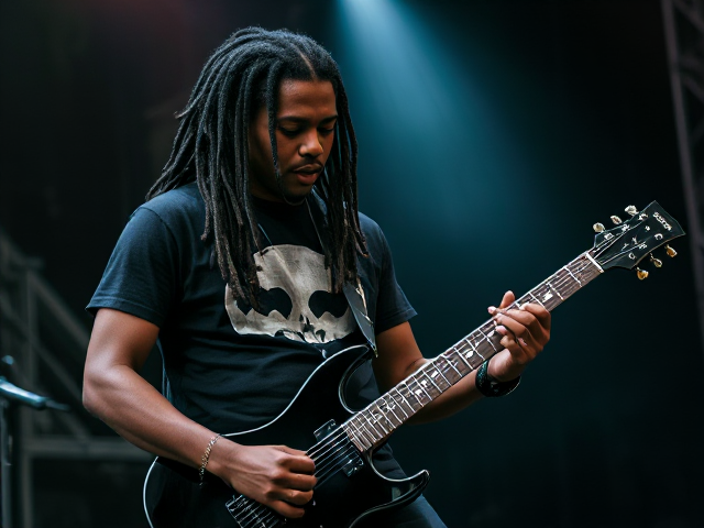 Show me a black guy with dreadlocks playing a metal guitar