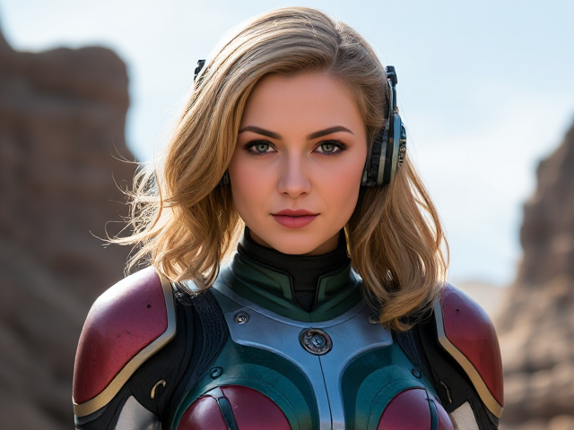 Nyssa of Traken, Doctor Who, futuristic fembot, detailed cybernetic features, vibrant colors, sci-fi setting