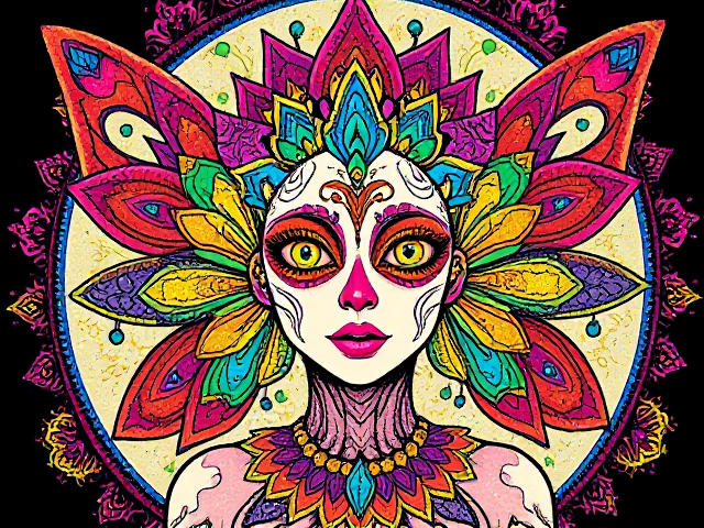 Colourful mandala fairy  T shirt design