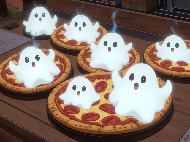 Plats pizza type spectre dans le style pokemon