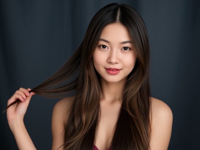 Show a thai girl with long hair